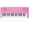 QiquBox Pianola Tastiera Bambini Giocattolo Educativo con Microfono 37 Tasti Portatile Musicale Elettronica Pianoforte per Principianti Ragazzi Ragazze Regali di Compleanno e Natale di 3 4 5 6 7 Anni, Rosa