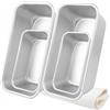 Qibivfo Set 4 Stampi per Pane, Stampi Rettangolari in Alluminio Anodizzato con Rivestimento Antiaderente, 2 Stampi Grandi 20 cm e 2 Mini, Ideali per Pane, Plumcake, Toast e Torte, Facili da Pulire