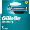 Gillette Mach3 Lamette Di Ricambio Per Rasoio Da Uomo, 5 Ricariche