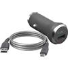 Bigben Connected Force Power, caricatore per auto 2,4A con cavo da micro USB a USB-A da 1,2 m, grigio