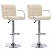 vidaXL Sgabello da bar 2 pezzi. Tessuto crema