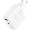 PURO, caricabatterie con doppia presa USB-A / USB-C PD e 32W (12-20 W), bianco