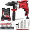 TEENO Trapano a Percussione Elettrico Filo 910 W, Trapano a Percussione Cablato 0-3000 giri/min con pulsante di velocità variabile, 38 Accessori, Mandrino 13 mm, Mattoni, Legno, Acciaio