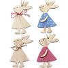 TGKEAIY 4 Pezzi Ornamenti Pasquali Legno Ciondoli, Coniglietto Decorativo da Appendere, Ornamenti da Appendere a Forma di Coniglietto Pasquale, per Feste, Casa, Giardino, Albero
