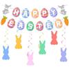 TGKEAIY Decorazione per Feste di Pasqua, Striscione con Uova di Pasqua Felici, Vortici da Appendere a Coniglio, Decorazioni Primaverili, Riutilizzabili, per Casa, Scuola, Ufficio, Classe, Feste