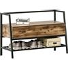HOMCOM scarpiera salvaspazio in Stile Industriale con Vano, Panca in Legno e Metallo, Marrone Rustico, 90x37x60cm| Aosom Italy