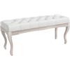 HOMCOM Panca Fondo Letto in Tessuto Effetto Lino, Schiuma e Legno, 110x37x49 cm, Bianco Crema