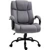 Vinsetto Sedia Ufficio Ergonomica in Tessuto Effetto Lino, Portata 220kg, Girevole, Altezza Regolabile, Grigio Chiaro | Aosom Italy