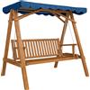 Outsunny Dondolo da Giardino Robusto 3 Posti in Legno con Tettuccio Impermeabile in PA, Dondolo in Legno, 200x 130x 185cm | Aosom Italy