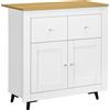 HOMCOM Mobiletto da stoccaggio buffet con armadio a porte e 2 cassetti, per salotto, sala da pranzo, dim. 78 x 35 x 80 cm, bianco