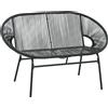 Outsunny Poltrona relax in rattan in stile boho, 132 cm x 72 cm x 83 cm, Nero