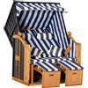 Outsunny Divano da spiaggia, doppia sdraio con tetto, incluso 1 tavolino pieghevole, Blu