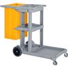 HOMCOM Carrello da pulizia multifunzionale con sacchetto 3 vassoi 1 piattaforma in plastica giallo grigio113 x 50.5 x 96.5cm|Aosom