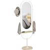 HOMCOM Specchio da Terra a Figura Intera 175,5x50 cm con Vassoio in Legno 4 Ganci e Cornice in Metallo per Soggiorno Camera Bianco | Aosom Italy