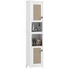 HOMCOM Colonna da Bagno con Ripiani Regolabili 2 Porte con Frontale in Rattan e 2 Compartimenti 40x30x167,5 cm Bianco