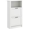 HOMCOM Scarpiera Stretta con 2 Porte Ripiani Regolabili e Compartimento Aperto per 10 Paia di Scarpe 58x24x105 cm Bianco | Aosom Italy