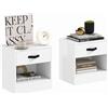 HOMCOM Set di 2 Comodini con Cassetti e Scomparto Aperto per Soggiorno 39x28x41 cm Bianco | Aosom Italy