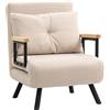 HOMCOM Divano Letto Singolo Pieghevole Divano Letto Convertibile 4 in 1 Schienale Regolabile 5 Livelli e Cuscino 63x73x81 cm Beige | Aosom Italy