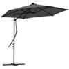 Outsunny Ombrellone da Giardino, Parasole, LED, Modulo Solare, resistente alle intemperie, con Custodia Protettiva, Ø290 x 260 cm, Grigio scuro