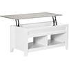 HOMCOM Tavolino rettangolare con piano sollevabile, 2 scomparti aperti, pannello truciolare 105 x 50 x 49 cm - bianco