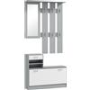 HOMCOM Mobile Appendiabiti 3 in 1 con Scarpiera e Specchio, Ganci e Cassetti, in Legno, 90x10x102 cm, Bianco e Grigio