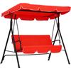 Outsunny Dondolo da Giardino 3 Posti con Tetto e Struttura in Acciaio, Rosso