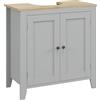 kleankin Mobile per Sotto del Lavabo Armadio Basso con 2 Porte e Ripiano Regolabile Stile Moderno 60x30x60 cm Grigio | Aosom Italy