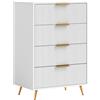 HOMCOM Comoda da Camera Moderna con 4 Cassetti Frontali con Design Ondulato Anti-ribaltamento 60x40x90 cm Bianco