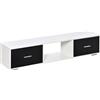 HOMCOM Mobile TV Moderno per Televisori fino a 60" con 2 Cassetti, 140x30x32cm, Bianco e Nero