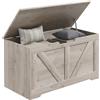HOMCOM Baule da 100 L Puff da Stoccaggio con Coperchio Cerniera di Sicurezza 80x40x45 cm Grigio | Aosom Italy