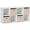 HOMCOM Libreria a Cubi con 8 Comparti e 4 Cassetti di Tessuto, 105,9x30x53,7 cm, Bianco e Beige | Aosom Italy