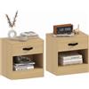 HOMCOM Set di 2 Comodini con Cassetto e Scomparto Aperto per Salotto 39x28x41 cm Naturale | Aosom Italy