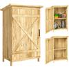 Outsunny Casotto da Giardino in Legno 63,5x40x90 cm Armadio per Archiviazione Attrezzi con 2 Ripiani e Porta Naturale | Aosom Italy