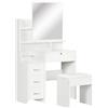 HOMCOM Toeletta da Trucco con Specchio, Tavolo da Trucco, Sgabello, 4 Cassetti e 4 Ripiani, Bianco | Aosom Italy