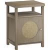 HOMCOM Comodino con Scaffale Aperto e Vano con Anta in Rattan, 40x35x55 cm, Legno Naturale | Aosom Italy