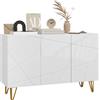 HOMCOM Mobile Contenitore con 2 Armadietti e Ripiano Regolabile, in Truciolato e Metallo, 120x40x75 cm, Bianco e Oro
