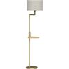 HOMCOM Lampada da Terra Moderna con Mensola, Paralume in Lino, Interruttore a Catena e Porta USB Ø40x170 cm, Oro | Aosom Italy