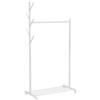 HOMCOM Appendiabiti da Terra con Ruote, 5 Ganci e Ripiano Inferiore Porta Scarpe, in Metallo, Portata 9 kg, Bianco | Aosom Italy