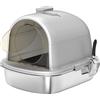 PawHut Lettiera Gatto Chiusa L in Acciaio Inox con Maniglia, Paletta, Pacchetto Deodorante, Antiperdita, Grigio | Aosom Italy