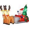 Outsunny Babbo Natale su slitta trainata da renne gonfiabile, in tessuto in poliestere, con luci LED, Multicolore | Aosom Italy
