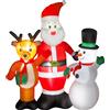 Outsunny Babbo Natale Gonfiabile alto 150 cm con Renna e Pupazzo di Neve, Luci LED e Gonfiatore Elettrico per Esterno | Aosom Italy
