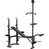 SPORTNOW Panca Palestra Multifunzione Regolabile con Rack Bilanciere con Leg Extension, Low Row, Arm Curl, Nero | Aosom Italy