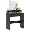 HOMCOM Tavolo da Trucco con Specchio 2 Cassetti 3 Scomparti Tavolo per Camera da Letto 75x38x135 cm Nero | Aosom Italy