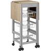 HOMCOM Carrello da Cucina con 3 Cestini, Cassetto e 2 Ribalte, in Legno e Metallo, 37x37x77.5 cm, Grigio e Rovere | Aosom Italy