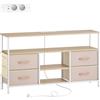 HOMCOM Mobile TV con Luce LED e Prese Porte USB Ripiani Aperti 4 Cassetti pieghevoli 120x30x67,5 cm Beige e Bianco | Aosom Italy