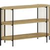 HOMCOM Tavolo Consolle con Corda di Carta Intrecciata a Mano Struttura in Acciaio Stile Bohemio 124x43,5x80 cm Naturale | Aosom Italy