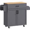 HOMCOM Isola da Cucina con Ruote, Cassetto e Ante 105x36x85 cm, Grigio | Aosom Italy