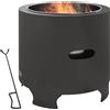 Outsunny Brasero senza fumo per esterno, rotondo e portatile in metallo con attizzatoio - diametro 45 cm - nero