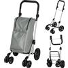 HOMCOM Carrello Spesa Pieghevole in Alluminio con Ruote, Borsa da 46L, Scomparto Refrigerato, Manico Regolabile, Grigio | Aosom Italy