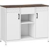 HOMCOM Credenza per Soggiorno con 2 Ante Forate Cassetto Scomparti Aperti Ripiani Regolabili 100x40x80 cm Bianco | Aosom Italy